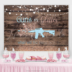 Lofaris Guns Or Glitter Wood Gender Reveal Baby Shower Backdrop