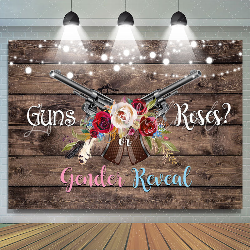 Lofaris Guns Or Roses Wooden Gender Reveal Baby Shower Backdrop