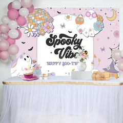 Lofaris Halloween Spooky Vibes Ghost Happy Boothday Backdrop