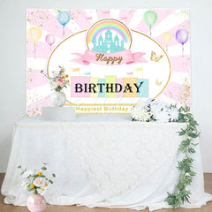 Lofaris Happiest Birthday On The Earth Pinky Cute Backdrop