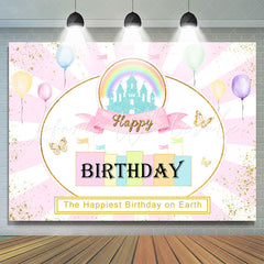 Lofaris Happiest Birthday On The Earth Pinky Cute Backdrop