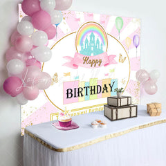 Lofaris Happiest Birthday On The Earth Pinky Cute Backdrop