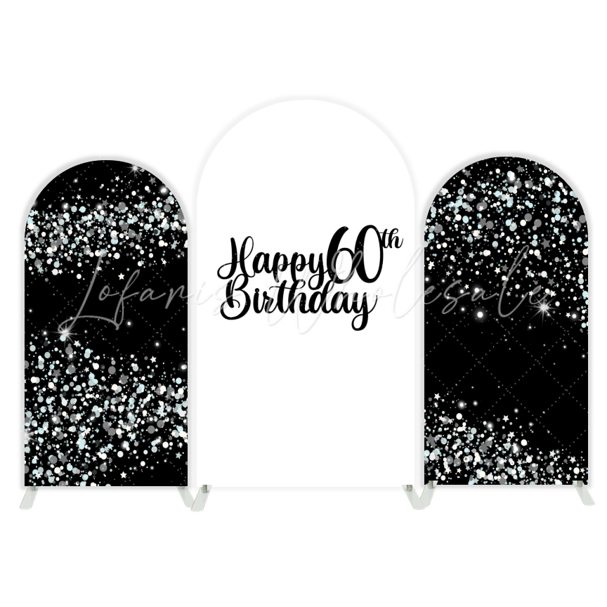 Happy 60th Birthday Party Arch Backdrop Wall Cloth Cover