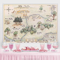 Lofaris Happy Bear Old Style Home Map Birthday Party Backdrop