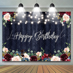 Lofaris Happy Birthday Floral Lights Borads Backdrop for Party