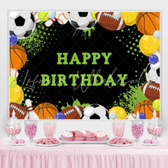 Lofaris Happy Birthday Football Sports Black Backdrop for Boys