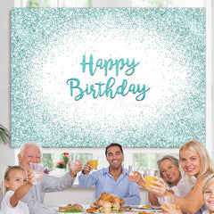 Lofaris Happy Birthday Mint Green Glitter Bokeh Backdrop for Party