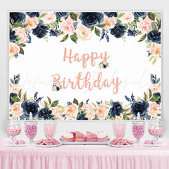 Lofaris Happy Birthday Pink Floral Party Backdrop for Girl