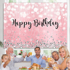 Lofaris Happy Birthday Pink Glitter Bokeh Backdrop for Party