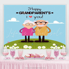 Lofaris Happy Grandparents Grass Land Love Holiday Backdrop