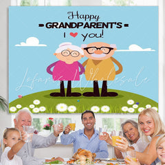 Lofaris Happy Grandparents Grass Land Love Holiday Backdrop