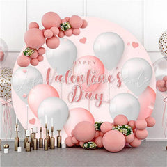 Lofaris Happy Valentine’S Day Pink-White Balloon Circle Backdrop