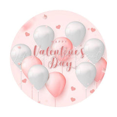 Lofaris Happy Valentine’S Day Pink-White Balloon Circle Backdrop