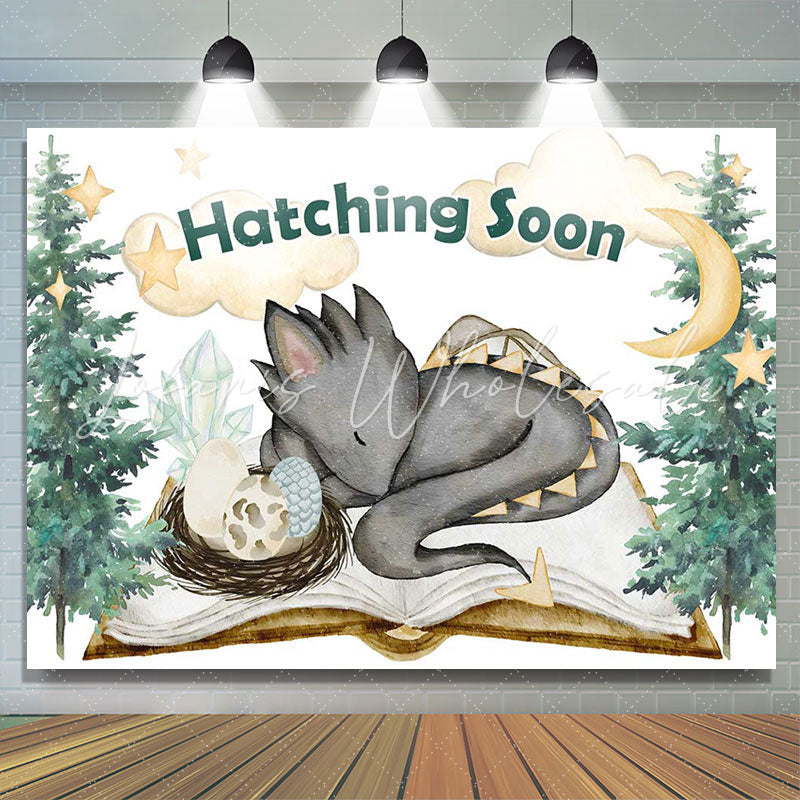 Lofaris Hatching Soon Dragon Pines Baby Shower Backdrop