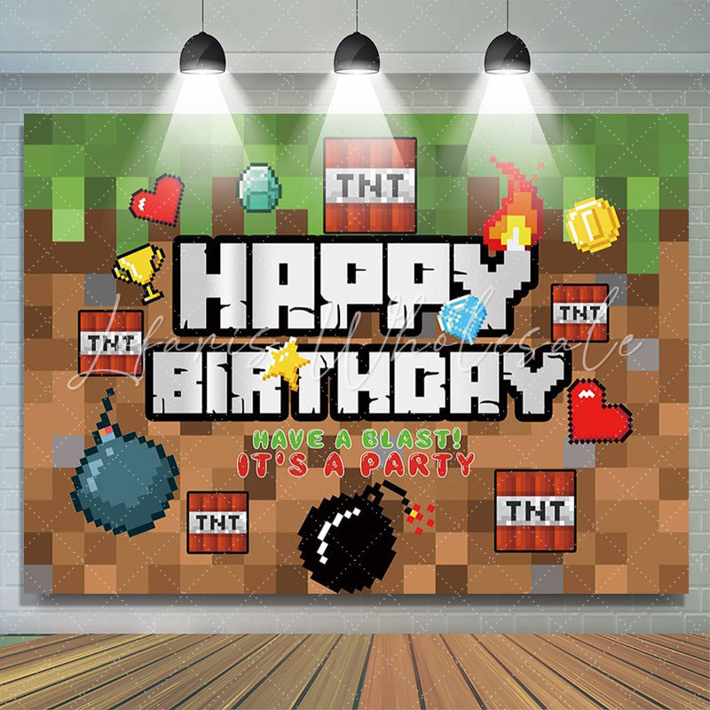 Lofaris Have A Blast Pixel Game Style Birthday Party Backdrop