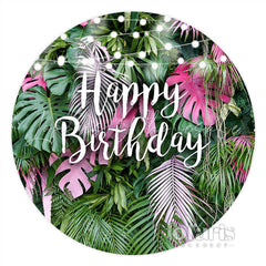 Lofaris Hawaii Tree Beach Holiday Round Happy Birthday Backdrop