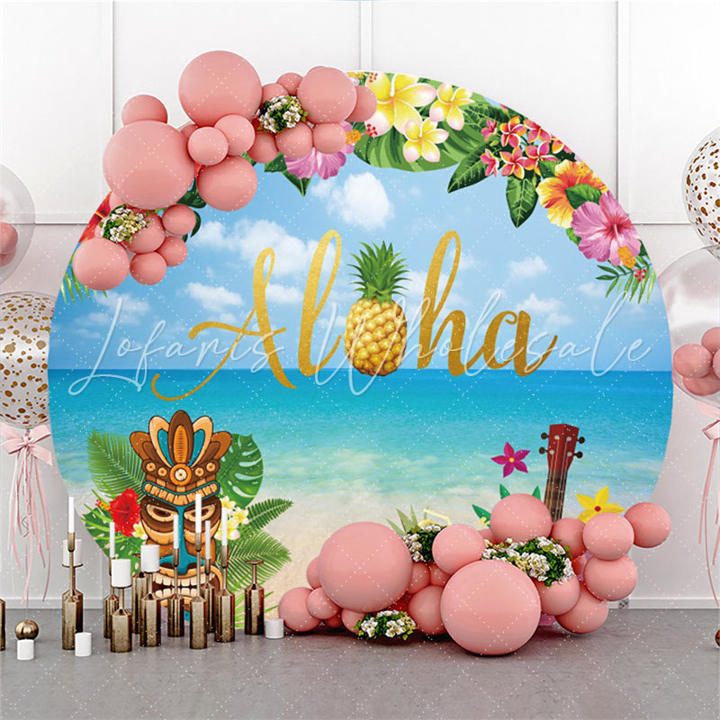 Lofaris Hawaiian Aloha Floral Holiday Circle Summer Backdrop