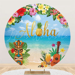 Lofaris Hawaiian Aloha Floral Holiday Circle Summer Backdrop