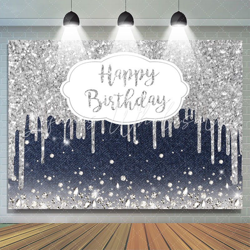 Lofaris Haze Blue And Silver Bokeh Happy Birthday Backdrop