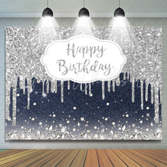 Lofaris Haze Blue And Silver Bokeh Happy Birthday Backdrop