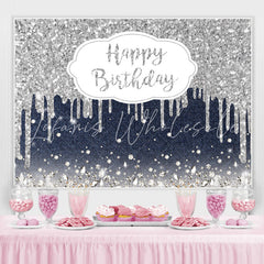 Lofaris Haze Blue And Silver Bokeh Happy Birthday Backdrop