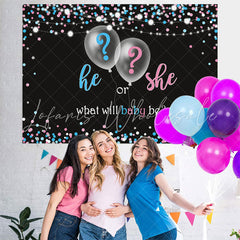 Lofaris He or She Blue and Pink Balloon Baby Shower Backdrop