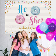 Lofaris He Or She Dount Gender Reveal Baby Shower Backdrop