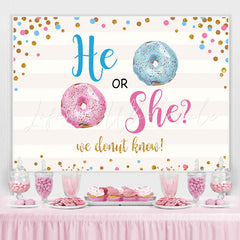 Lofaris He Or She Dount Gender Reveal Baby Shower Backdrop