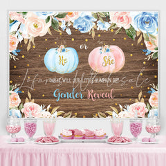 Lofaris He or She Floral and Pumpkins Wood Baby Shower Backdrop