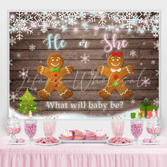 Lofaris He or She Gingerbread Man Wooden Baby Shower Backdrop