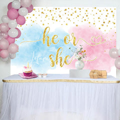 Lofaris He Or She Gold Diamond Foggy Gender Reveal Backdrop