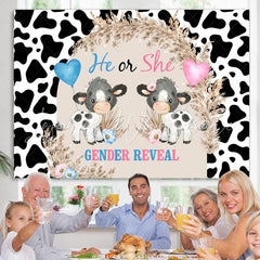 Lofaris He Or She Lovely Cow Balloon Gender Reveal Backdrop