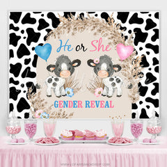 Lofaris He Or She Lovely Cow Balloon Gender Reveal Backdrop