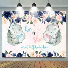 Lofaris He or She Pink and Blue Roses Baby Shower Backdrop