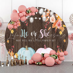 Lofaris He Or She Pumpkin Wood Round Baby Shower Backdrop