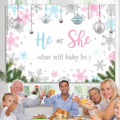 Lofaris He or She Silver Pellet Snowflake Baby Shower Backdrop