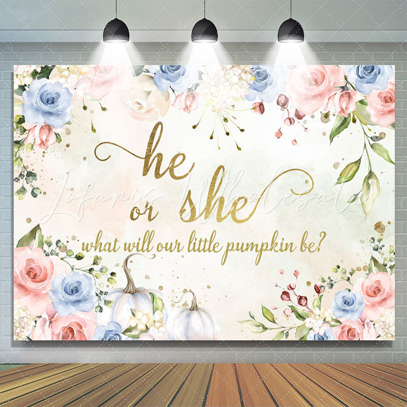 Lofaris He Or She What Will Our Pumpkin Be Baby Shower Backdrop