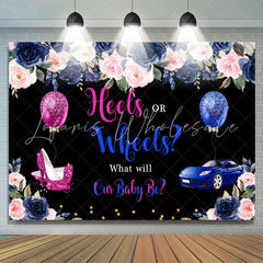 Lofaris Heels or Wheels Gender Reveal Floral Backdrop for Baby Shower