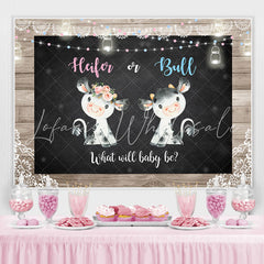 Lofaris Heifer Or Bull Black Lace Wooden Baby Shower Party Backdrop