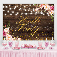 Lofaris Hello Forty Floral Gold Glitter Backdrop for Birthday