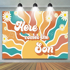 Lofaris Here Comes The Son Wave Pattern Baby Shower Backdrop