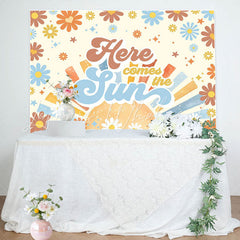 Lofaris Here Comes The Sun Groovy Boho Baby Shower Backdrop