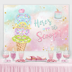 Lofaris Heres The Scoop Ice Cream Balls Cake Birthday Backdrop