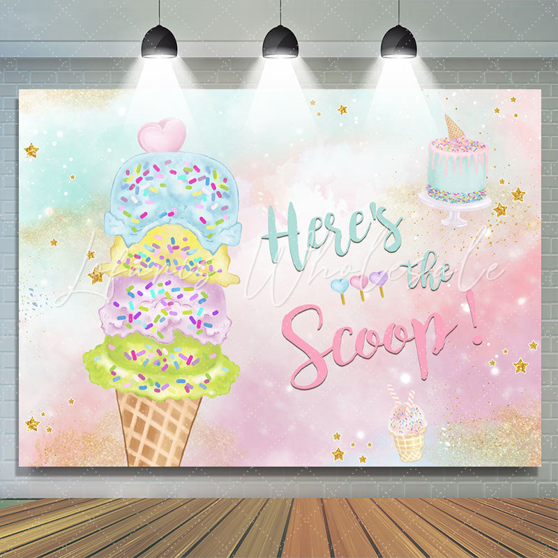 Lofaris Heres The Scoop Ice Cream Balls Cake Birthday Backdrop