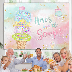 Lofaris Heres The Scoop Ice Cream Balls Cake Birthday Backdrop