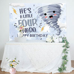 Lofaris Hes A Little Fournado Happy 4th Birthday Backdrop