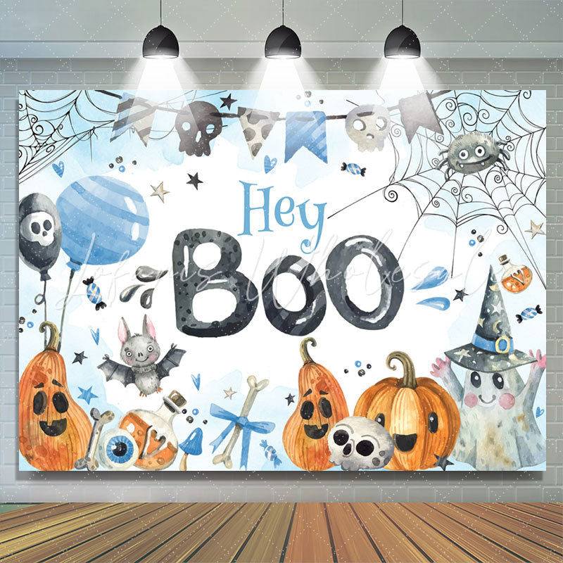 Lofaris Hey Boo Ghost Balloon Halloween Baby Shower Backdrop