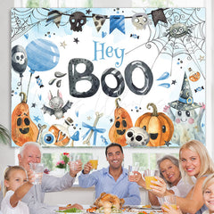 Lofaris Hey Boo Ghost Balloon Halloween Baby Shower Backdrop