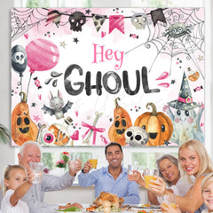 Lofaris Hey Ghoul Pink Lovely Halloween Baby Shower Backdrop