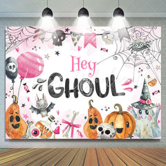 Lofaris Hey Ghoul Pink Lovely Halloween Baby Shower Backdrop